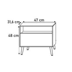 Comodino 47x48h cm moderno cannettato bianco Celestia
