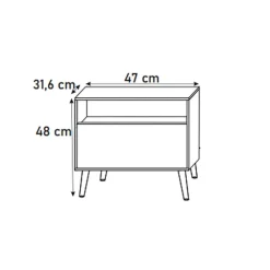Comodino 47x48h cm moderno cannettato nero Celestia