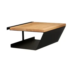 Comodino 33x15h cm sospeso ad incastro legno massello metallo rovere nero Cortelia