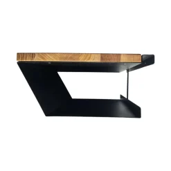 Comodino 33x15h cm sospeso ad incastro legno massello metallo rovere nero Cortelia