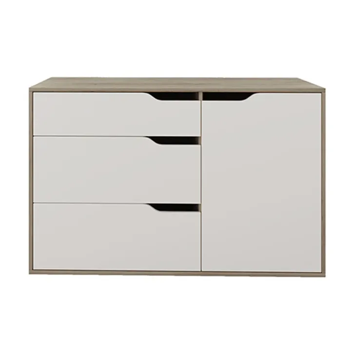 Comò 120x71h cm 1 anta 3 cassetti rovere bianco Varsavia Riga