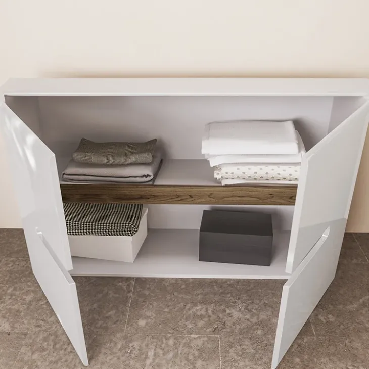 Comò 120x79h cm 2 ante bianco lucido Biancastagno