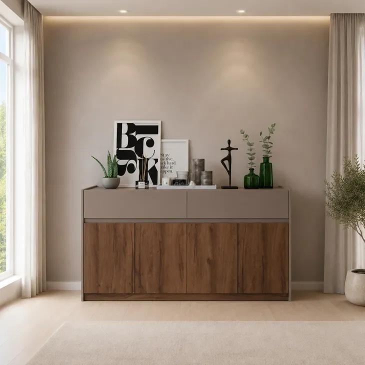 Comò 160x88h cm 4 ante 2 cassetti noce marrone Dusk