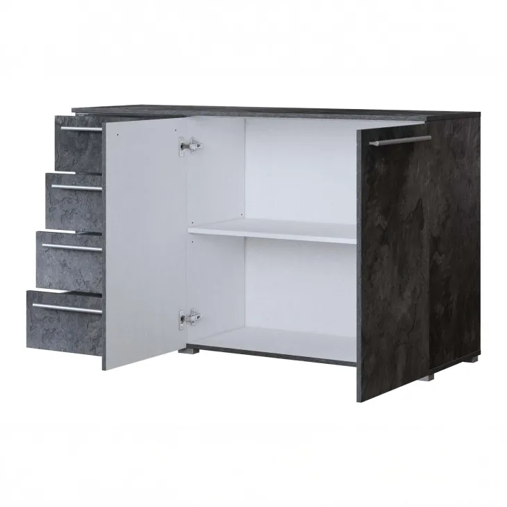 Comò 135x81h cm 2 ante 4 cassetti ossido effetto pietra Frisk