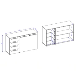 Comò 135x81h cm 2 ante 4 cassetti ossido effetto pietra Frisk