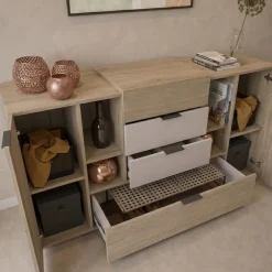 Comò 160x93h cm 2 ante 4 cassetti rovere tortora Pienza