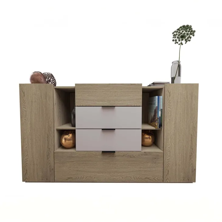 Comò 160x93h cm 2 ante 4 cassetti rovere tortora Pienza