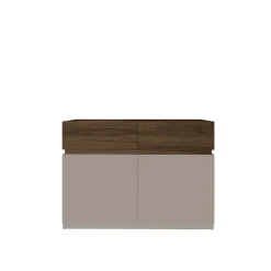 Comò 120x87h cm 2 cassetti 2 ante tortora noce Raymonda