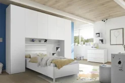Comò 104x80h cm 3 cassetti con maniglie bianche moderno bianco Enjoy