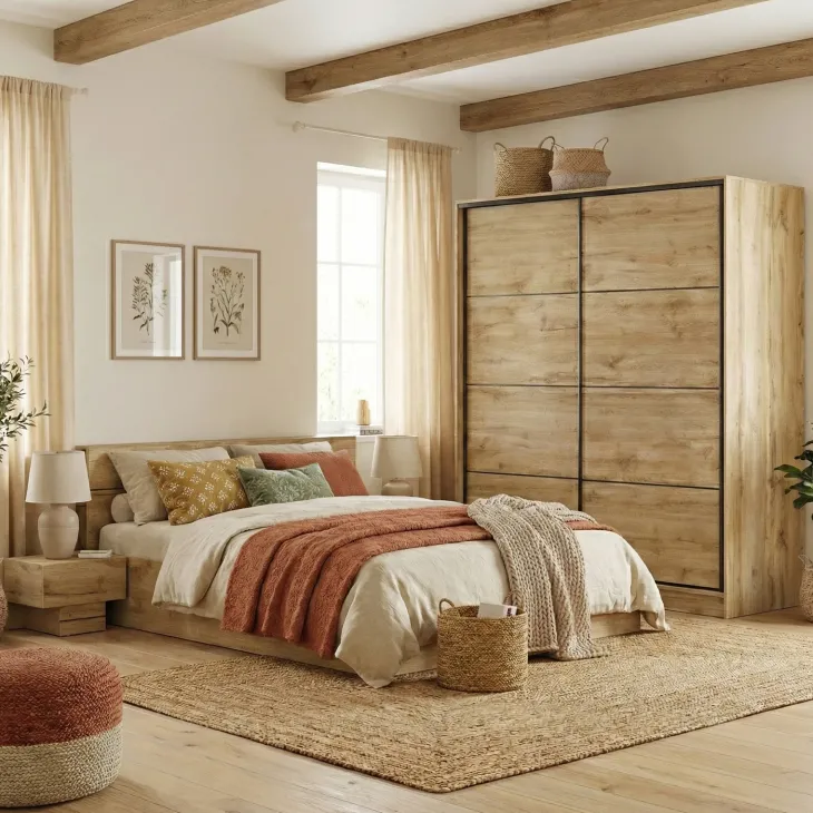 Comò 80x80h cm 4 cassetti moderno quercia Tamika