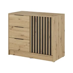 Comò 105x86h cm con cassetti moderno quercia nero Miller