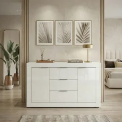 Comò 120x80h cm moderno bianco lucido Alina