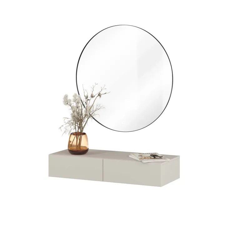 Consolle ingresso sospesa 90x17h cm 2 cassetti beige cashmere Simple
