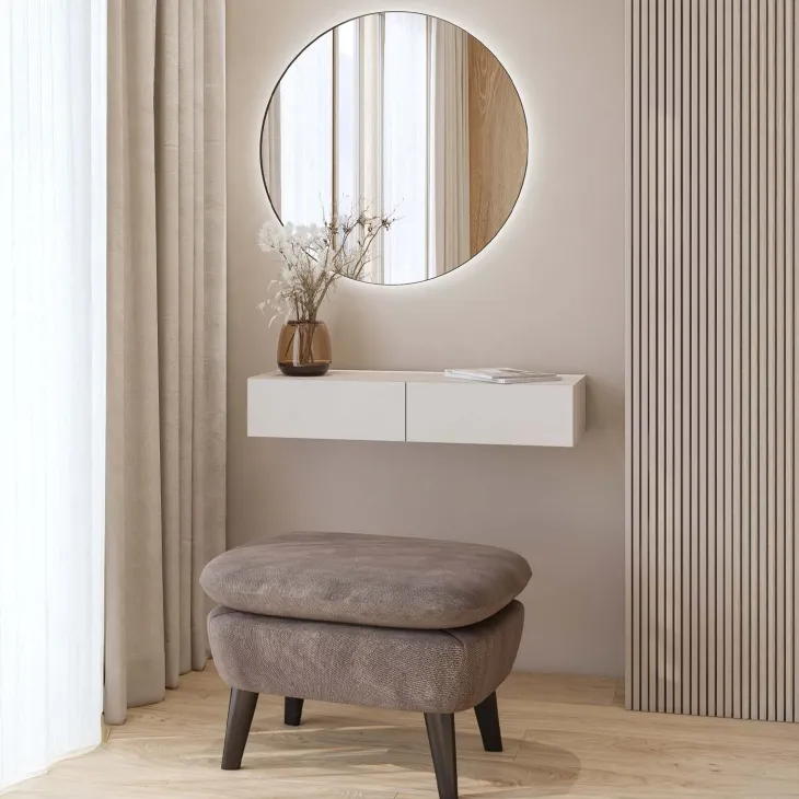 Consolle ingresso sospesa 90x17h cm 2 cassetti beige cashmere Simple