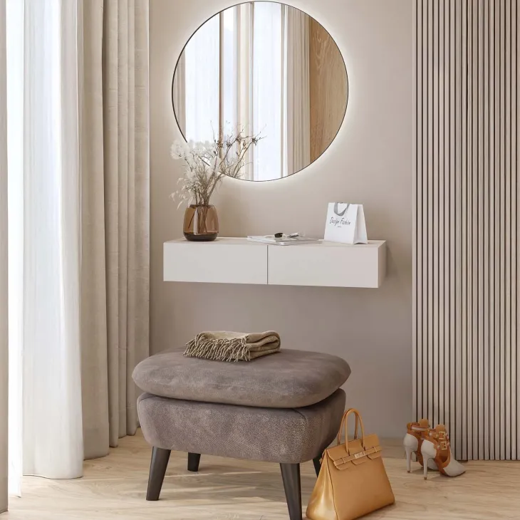 Consolle ingresso sospesa 90x17h cm 2 cassetti beige cashmere Simple