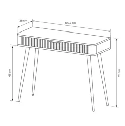 Consolle ingresso 100x78cm 1 cassetto nero opaco cannettato Ramis
