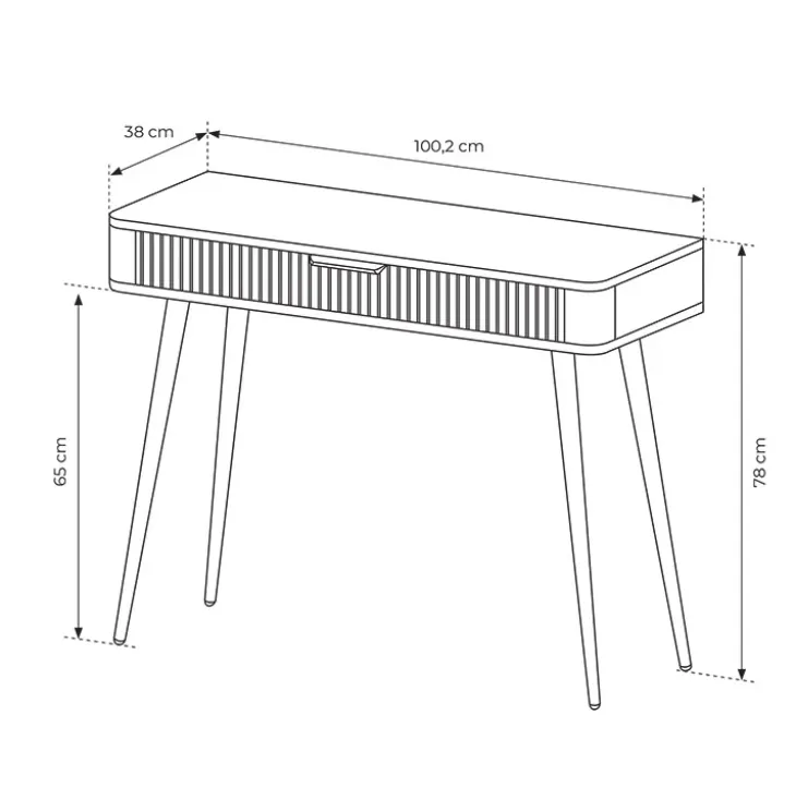 Consolle ingresso 100x78cm 1 cassetto nero opaco cannettato Ramis