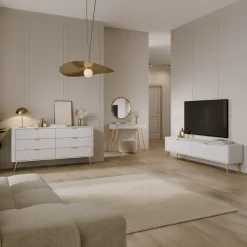 Consolle ingresso 100x78h cm 1 cassetto bianco opaco cannettato Ramis