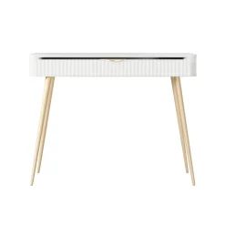 Consolle ingresso 100x78h cm 1 cassetto bianco opaco cannettato Ramis