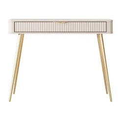 Consolle ingresso 100x78h cm 1 cassetto beige cannettato Ramis