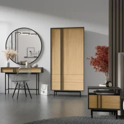 Consolle 123x83 cm 2 cassetti antracite rovere Essenzia