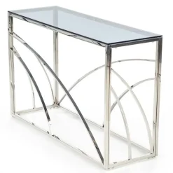 Consolle 120x78cm moderna in vetro fumè argento Hersol