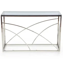 Consolle 120x78cm moderna in vetro fumè argento Hersol