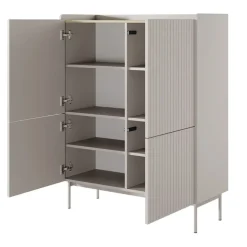 Credenza alta 103x126cm 4 ante beige cannettato rovere Fioca
