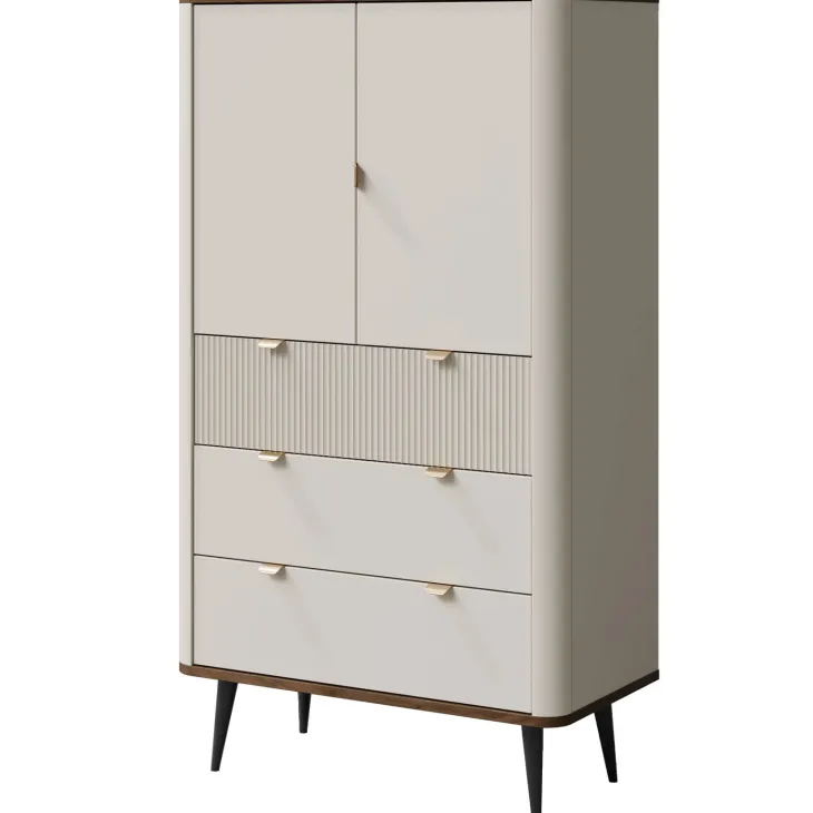 Credenza alta 90x142 cm 2 ante 3 cassetti beige cashmere noce Arden