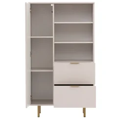 Credenza alta 80x140h cm 1 anta 2 cassetti cannettato moderna beige Vanessa