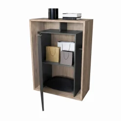 Credenza alta 85x116hcm 1 anta e vani a vista cannettato rovere nero Savona