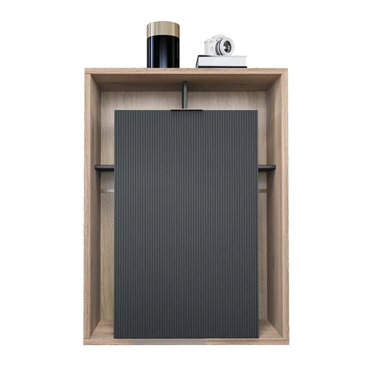 Credenza alta 85x116hcm 1 anta e vani a vista cannettato rovere nero Savona