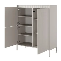 Credenza alta 104x124h cm 3 ante beige cannettato Ciar