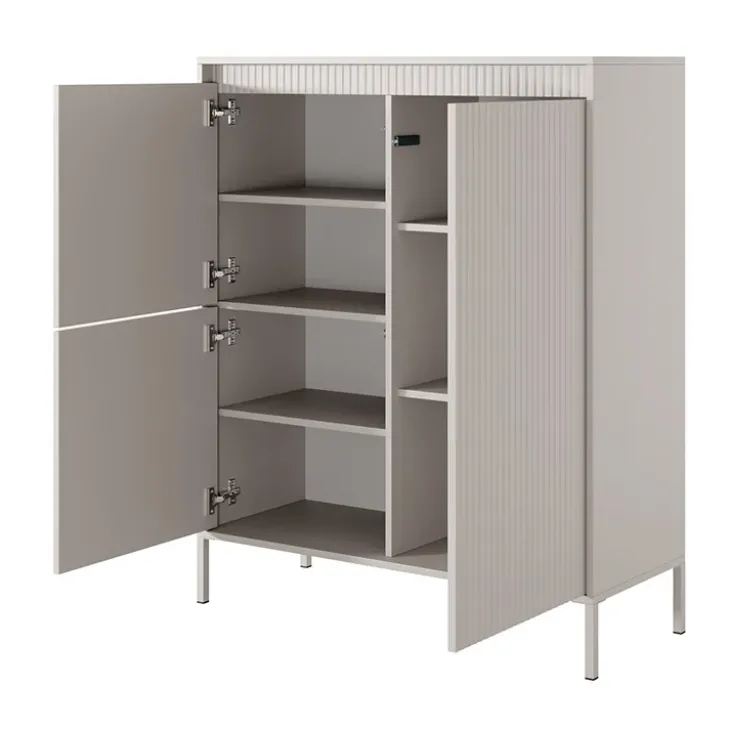 Credenza alta 104x124h cm 3 ante beige cannettato Ciar