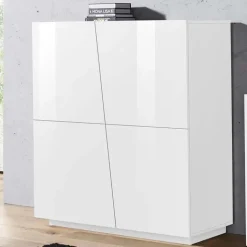 Credenza alta 120x126h cm 4 ante bianco lucido Candia Gihome®