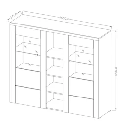 Credenza alta 155x130h cm 2 ante bianco frassinato rovere Paloma 2