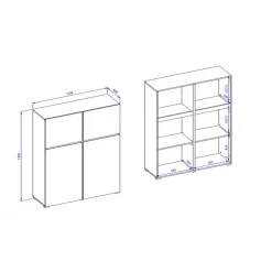 Credenza alta 120x139h cm 4 ante bianco rovere Lolla