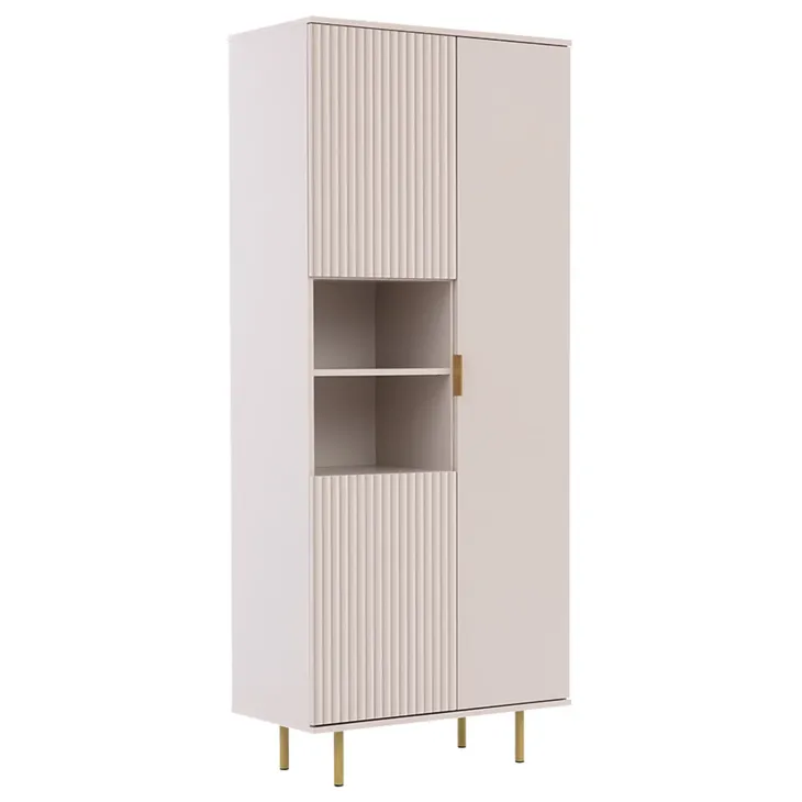 Credenza alta 80x190h cm 3 ante cannettato moderna beige Vanessa