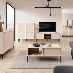 Credenza alta 103x123h cm 2 ante 2 cassetti beige Melly