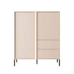 Credenza alta 103x123h cm 2 ante 2 cassetti beige Melly