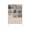 Credenza alta 105x155h cm 2 ante con vani a vista design in rilievo con piedini beige cashmere Sonia