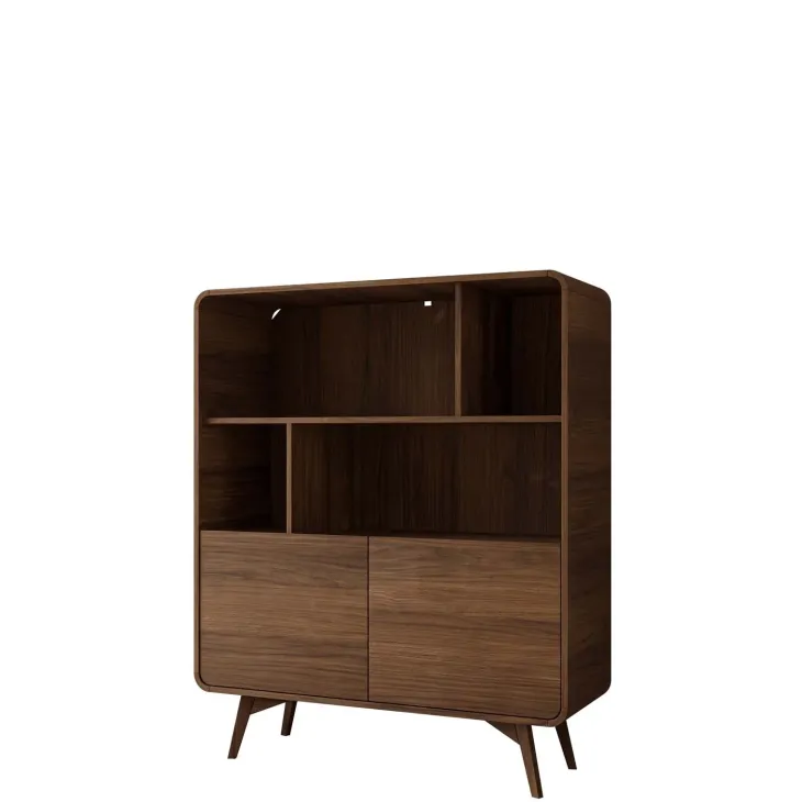 Credenza alta 108x130h cm 2 ante e vani a vista rovere scuro Walden