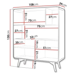 Credenza alta 108x130h cm 2 ante e vani a vista rovere scuro Walden