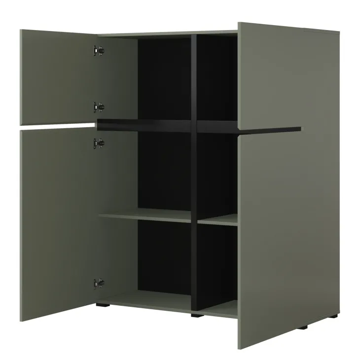 Credenza alta 120x139h cm 4 ante moderna verde nero Lolla