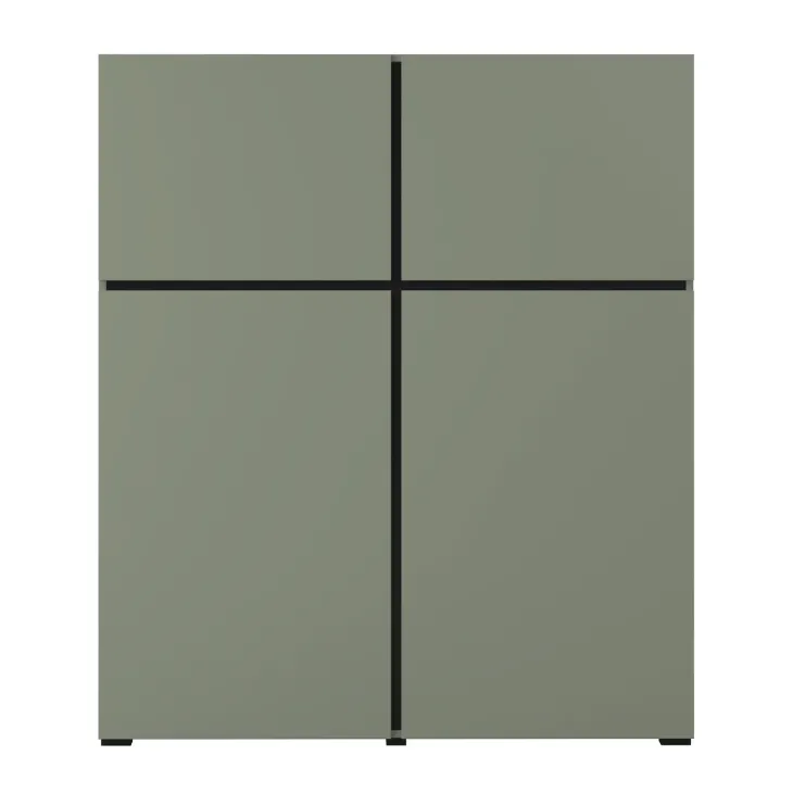 Credenza alta 120x139h cm 4 ante moderna verde nero Lolla