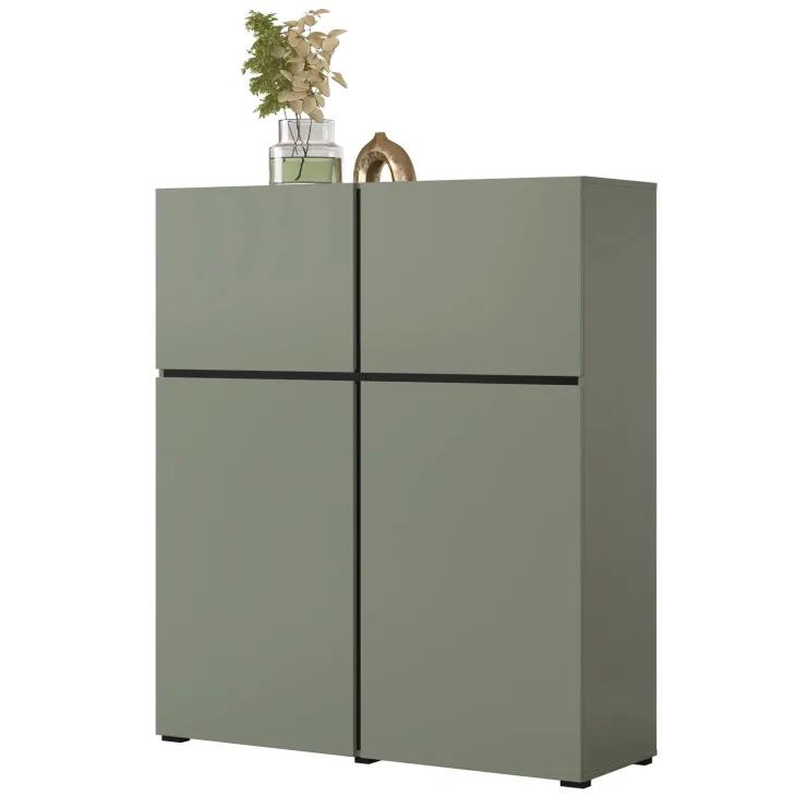 Credenza alta 120x139h cm 4 ante moderna verde nero Lolla