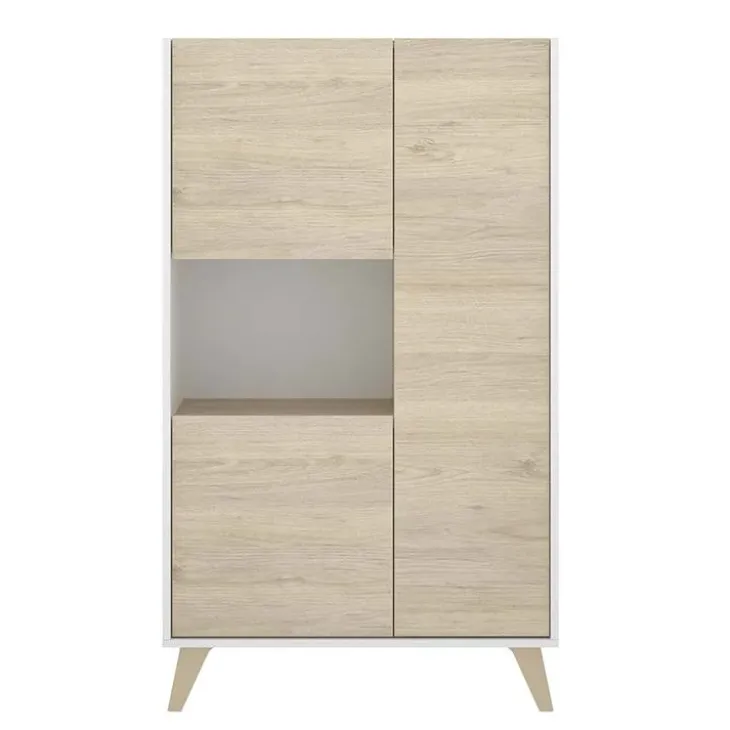 Credenza alta 81x135h cm 3 ante moderna rovere bianco Elmer