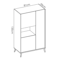 Credenza alta 81x135h cm 3 ante moderna rovere bianco Elmer