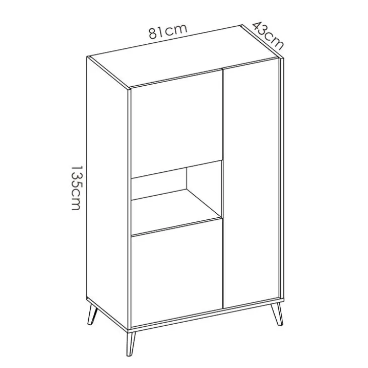 Credenza alta 81x135h cm 3 ante moderna rovere bianco Elmer
