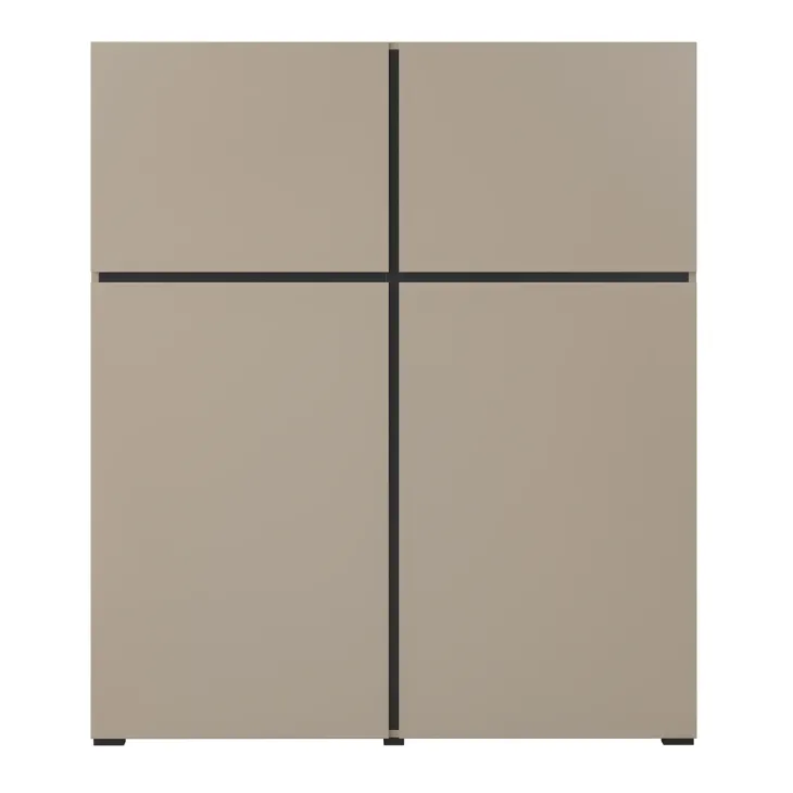 Credenza alta 120x139h cm 4 ante moderna tortora nero Lolla